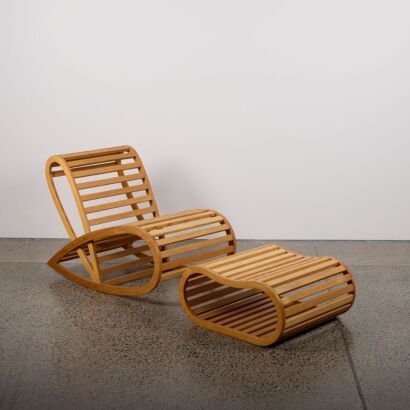 DAVID TRUBRIDGE South Pacific 'Rocker' Rocking Chair and 'Flip' Ottoman