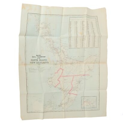 A Railway, Postal and Telegraph Map of the North Island 1889