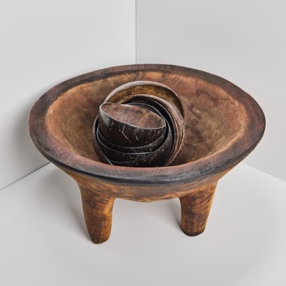 A Kava Bowl and Ten Coconut Bowls, Fiji
