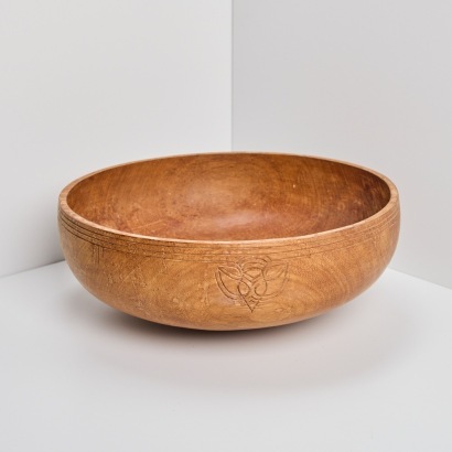 A Wood Carved Bowl with Incised Designs