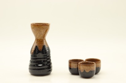 (1) Ceramic Sake Set with Three Cups