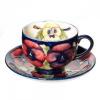 William Moorcroft, Pansy Cup and Saucer, C.1920