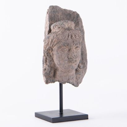 A Chinese 2nd to 3rd Century Gandharan Stucco Head of a Bodhisattva