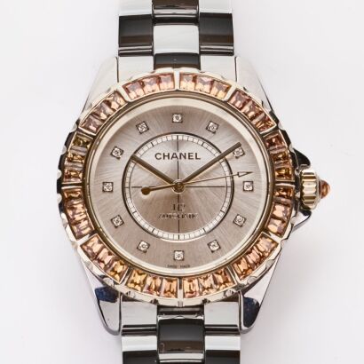 Titanium-Ceramic, 38mm Chanel, J12 Chronomatic Cognac Sapphire Wristwatch, circa 2012