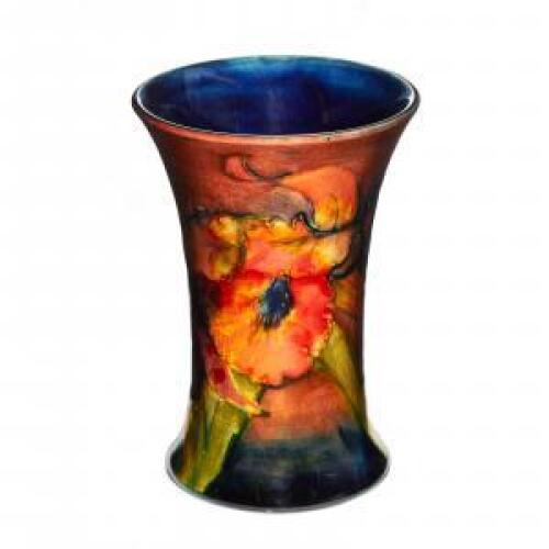 William Moorcroft, Orchid Flambe Flared Vase, C.1930