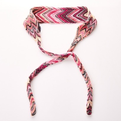 Missoni, 60% Viscose / 40% Cotton Pink Chevron Print Tie Headband