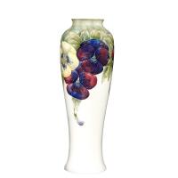 William Moorcroft, Tall White Pansy Vase, C. 1920