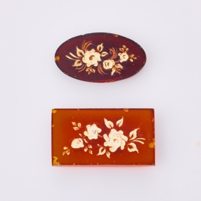 Two Loose, Cabochon Cut, Carved Baltic Amber Cameos