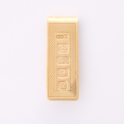 9ct Yellow Gold, Vintage, Money Clip with Large English Hallmarks