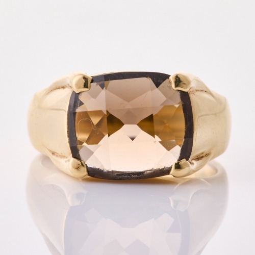 9ct Yellow Gold, Karen Walker, Smokey Quartz Ring with Box