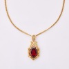 9ct Yellow Gold, Oval Mixed Cut Garnet on 45cm Curb Link Necklace