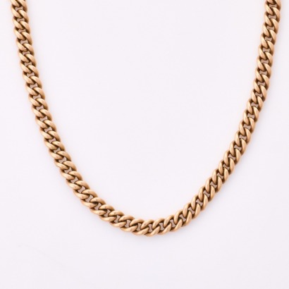 9ct Rose Gold, 43cm Curb Link Fob Chain