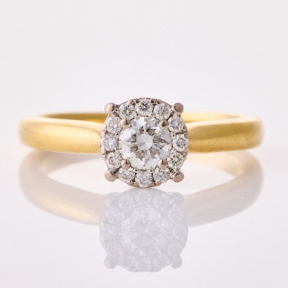18ct Yellow / White Gold, Modern, .33ct Diamond / .20ct Diamond Dress Ring