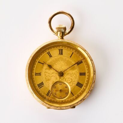 18ct Yellow Gold Outer Case, Swiss Ingomar Ladies' Open-faced Fob Watch