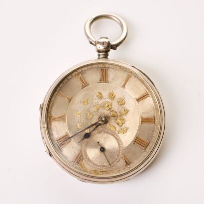 Sterling Silver, English Open-faced, Full Plate Movement Pocket Watch by William Carter, London circa 1854