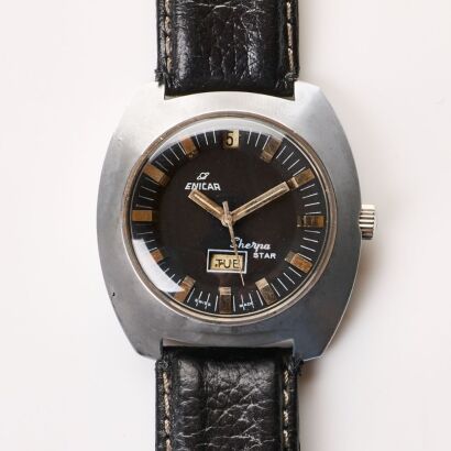 Stainless Steel, 37mm Enicar, Sherpa Star, Automatic, Day and Date Wristwatch