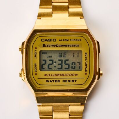 Gold Coated, 34mm Casio Illuminator Digital Wristwatch, circa 2009