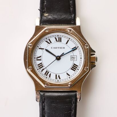 Stainless Steel, 30mm Cartier Santos Octagonale Automatiq&eacute; Wristwatch