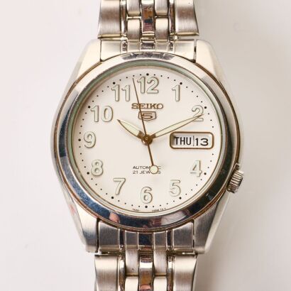 Stainless Steel, Seiko 5, Automatic Day and Date Wristwatch with Tags