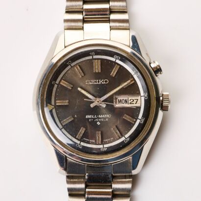 Stainless Steel, 38mm Seiko Bell-matic 27 jewels Automatic Alarm Wristwatch, circa January 1967