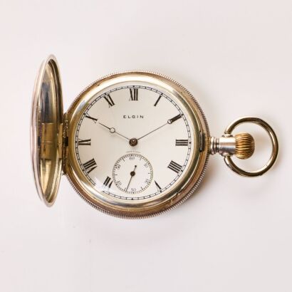 Sterling Silver, 50mm Elgin Full Hunter Case Pocket Watch, circa.1885