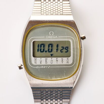 Stainless Steel, 34mm OMEGA Quartz LCD Digital Wristwatch, circa 1977