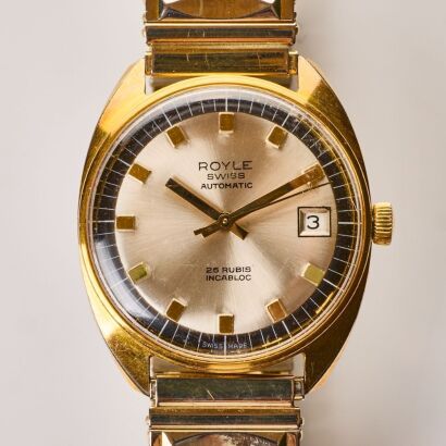 Gold Plated, 35mm Royle Automatic Vintage Swiss Wristwatch, circa 1970's