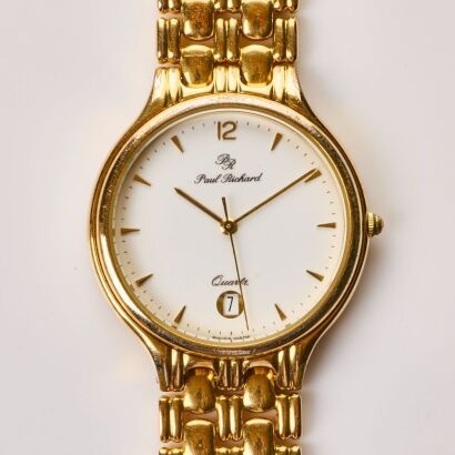Gold Plated, 34mm Paul Richard Quartz Wristwatch - HC-1120, circa 1980's