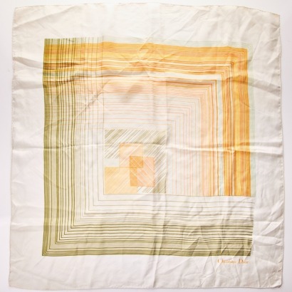 Christian Dior, 76cm x 73cm Cream Patterned Scarf