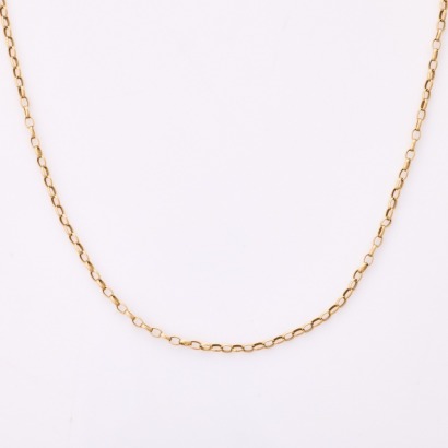 9ct Yellow Gold, 50cm Fine Oval Belcher Link Chain with Jump Ring Clasp