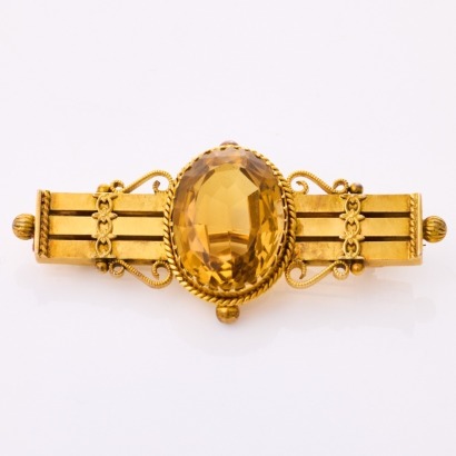 9ct Yellow Gold, Estate, 14.00ct Citrine Brooch