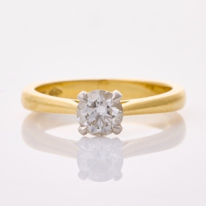 18ct Yellow Gold / Platinum, Naveya & Sloane, Modern, .50ct Diamond Ring with Box, GIA Certified