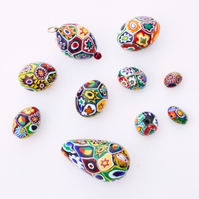 Parcel of Ten, Oval Shaped 'Millefiori' Venetian Beads