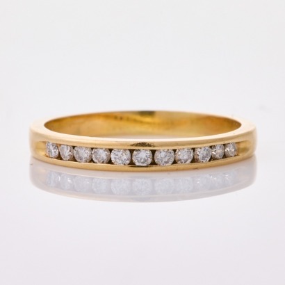 14ct Yellow Gold, Modern, .11ct Diamond Band