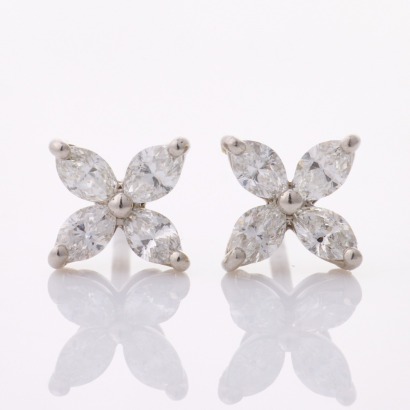 Platinum, Tiffany & Co, Victoria Collection, .64ct Diamond Earrings