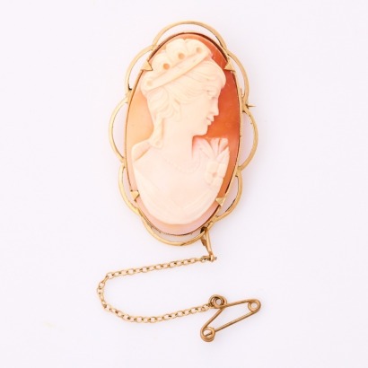 9ct Yellow Gold, Oval Shell Cameo Brooch