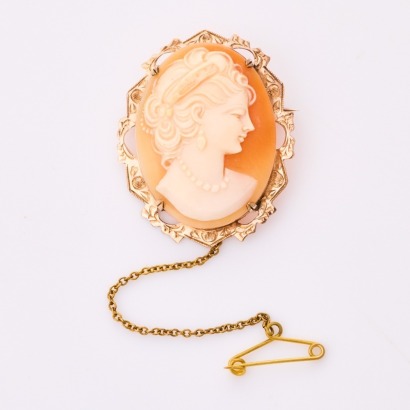 9ct Rose Gold, Oval Shell Cameo Brooch