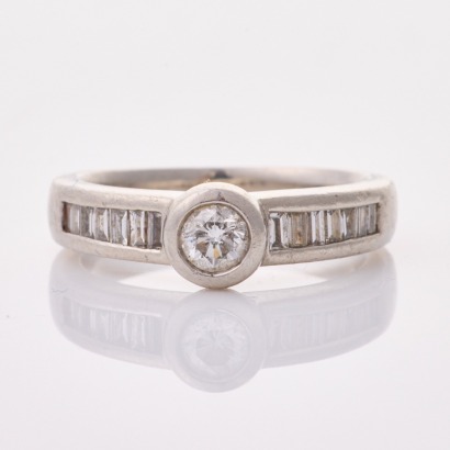 Platinum, Modern, .30ct Diamond / .39ct Diamond Ring