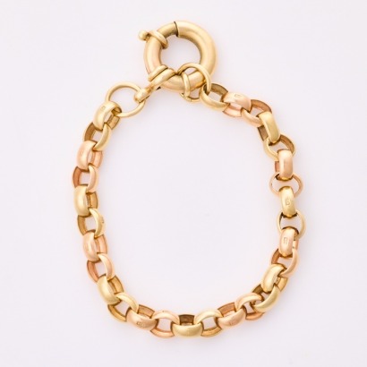 9ct Yellow / Rose Gold, 19cm Belcher Link Bracelet