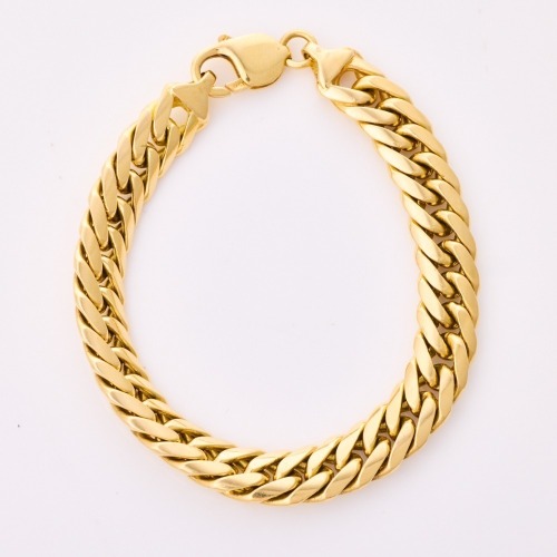 18ct Yellow Gold, 18cm Curb Link Bracelet with Parrot Clasp