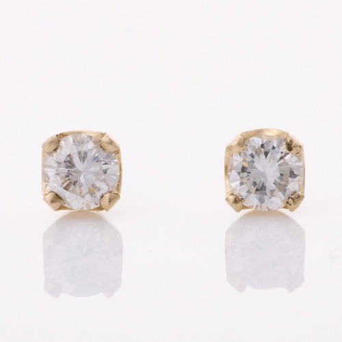 9ct White Gold, .25ct Diamond Stud Earrings with 9ct Yellow Gold Butterflies