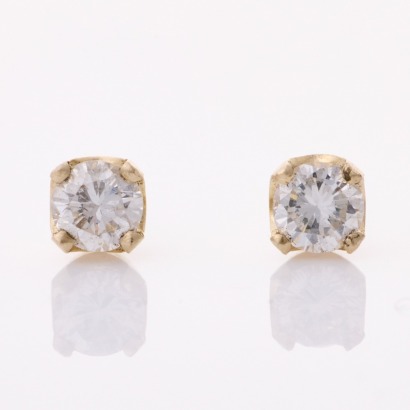 9ct White Gold, .25ct Diamond Stud Earrings with 9ct Yellow Gold Butterflies