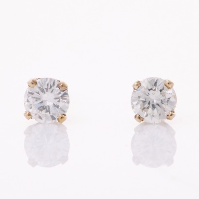 9ct White Gold, .27ct Diamond Stud Earrings with 9ct Yellow Gold Butterflies