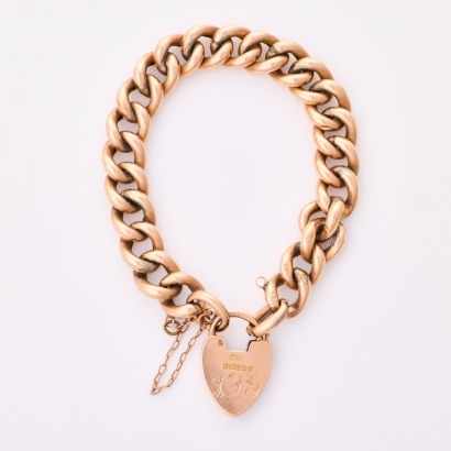 9ct Rose Gold, Vintage, 17cm Hollow Curb Link Bracelet
