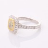 18ct White / Yellow Gold, Modern, 1.50ct Radiant Diamond / .28ct Diamond Accents Halo Ring, GIA certified - 2