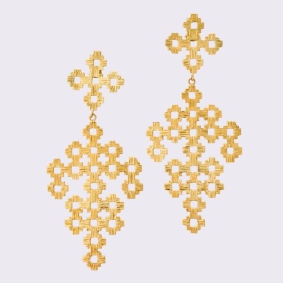 Gold Plated, Zoe and Morgan, 8cm Chimi Earrings with Box