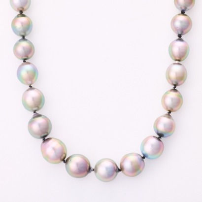 Multi-purpose, Black Tahitian Type, Black Pearl Knotted Strand with Two Hidden Clasps,