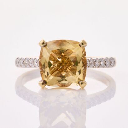9ct Yellow Gold, 2.71ct Citrine / .15ct Diamond Cocktail Ring