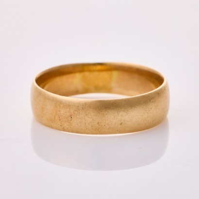 15ct Yellow Gold, 5.7mm Wide Plain Band, Size R