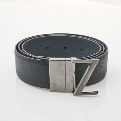 Z Zegna, Black Leather Belt, 103cm